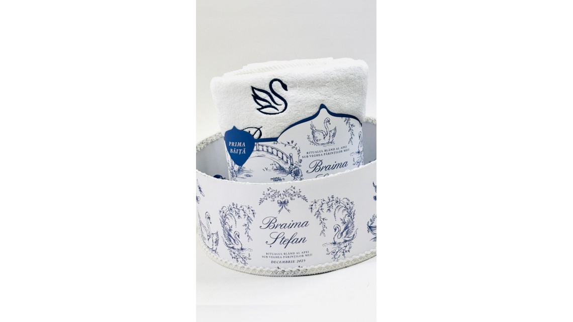 Set Prima Băiță cu nasii dupa botez Swan Lake Ritual Blând al apei pentru Băieți 1